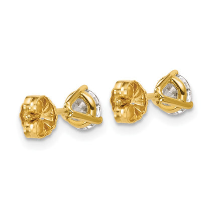 14k 1 carat Lab Grown Diamond VS/SI+ G+ Round Complete Three Prong Stud Earrings