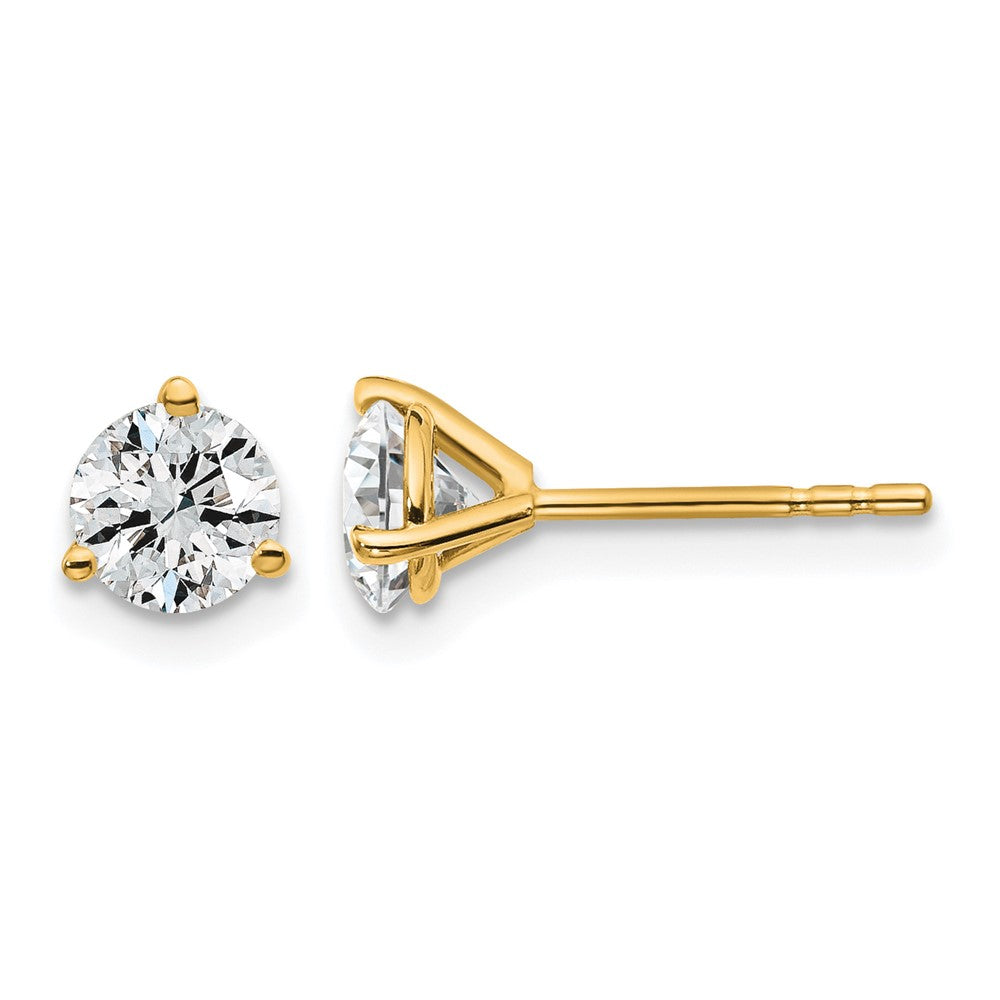 14k 1 carat Certified Lab Grown Diamond VS+ F+ Round Complete Three Prong Stud Earrings