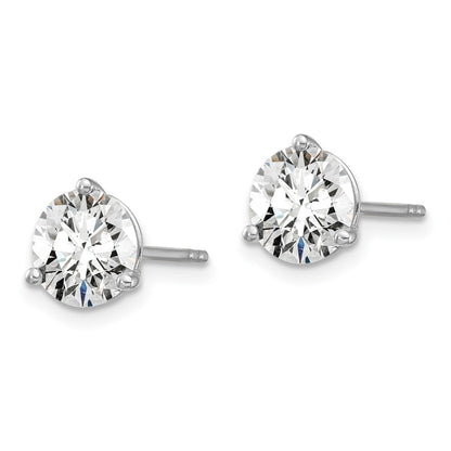 14k White Gold 1 1/2 carat Certified Lab Grown Diamond VS/SI+ G+ Round Complete Three Prong Stud Earrings