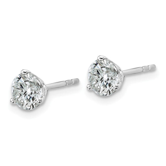 14k White Gold 1 3/4 carat Lab Grown Diamond VS+ F+ Round Three Prong Complete Stud Earrings