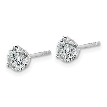14k White Gold 1 3/4 carat Lab Grown Diamond VS/SI+ G+ Round Three Prong Complete Stud Earrings