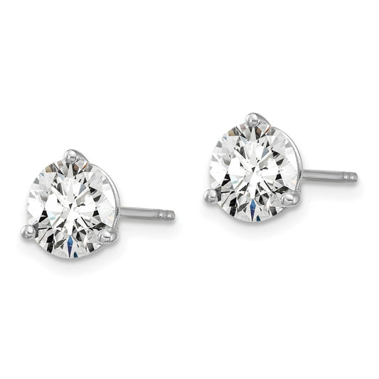 14k White Gold 1 1/2 carat Lab Grown Diamond VS/SI+ G+ Round Complete Three Prong Stud Earrings