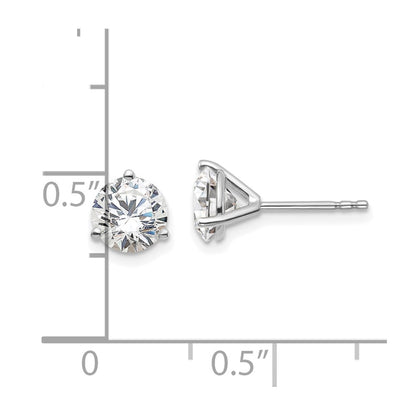 14k White Gold 1 1/2 carat Certified Lab Grown Diamond VS/SI+ G+ Round Complete Three Prong Stud Earrings