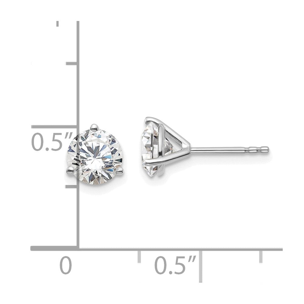 14k White Gold 1 1/2 carat Lab Grown Diamond VS+ F+ Round Complete Three Prong Stud Earrings
