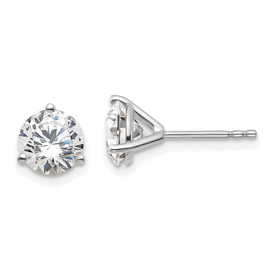14k White Gold 1 3/4 carat Lab Grown Diamond VS+ F+ Round Three Prong Complete Stud Earrings