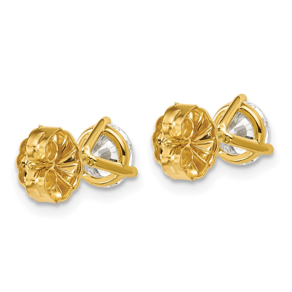 14k Yellow Gold 1 1/2 carat Lab Grown Diamond VS+ F+ Round Complete Three Prong Stud Earrings