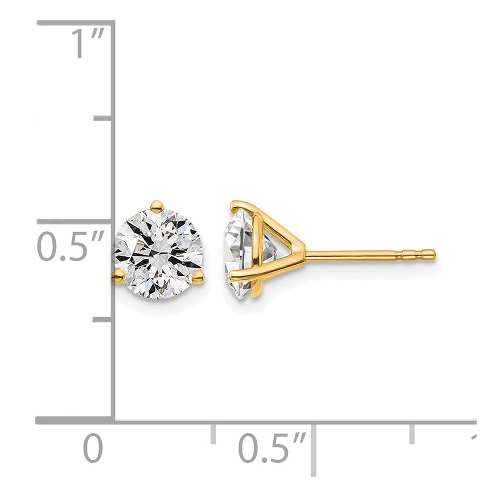 14k White Gold 1 1/2 carat Certified Lab Grown Diamond VS/SI+ G+ Round Complete Three Prong Stud Earrings