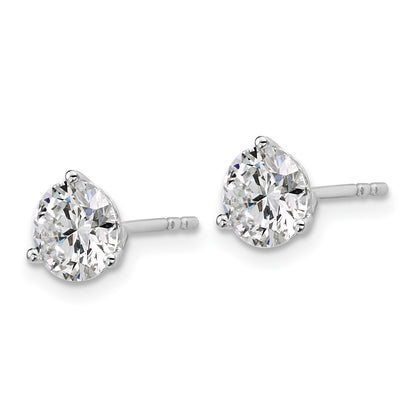 14k White Gold 2 1/2 carat Certified Lab Grown Diamond VS+ F+ Round Complete Three Prong Stud Earrings