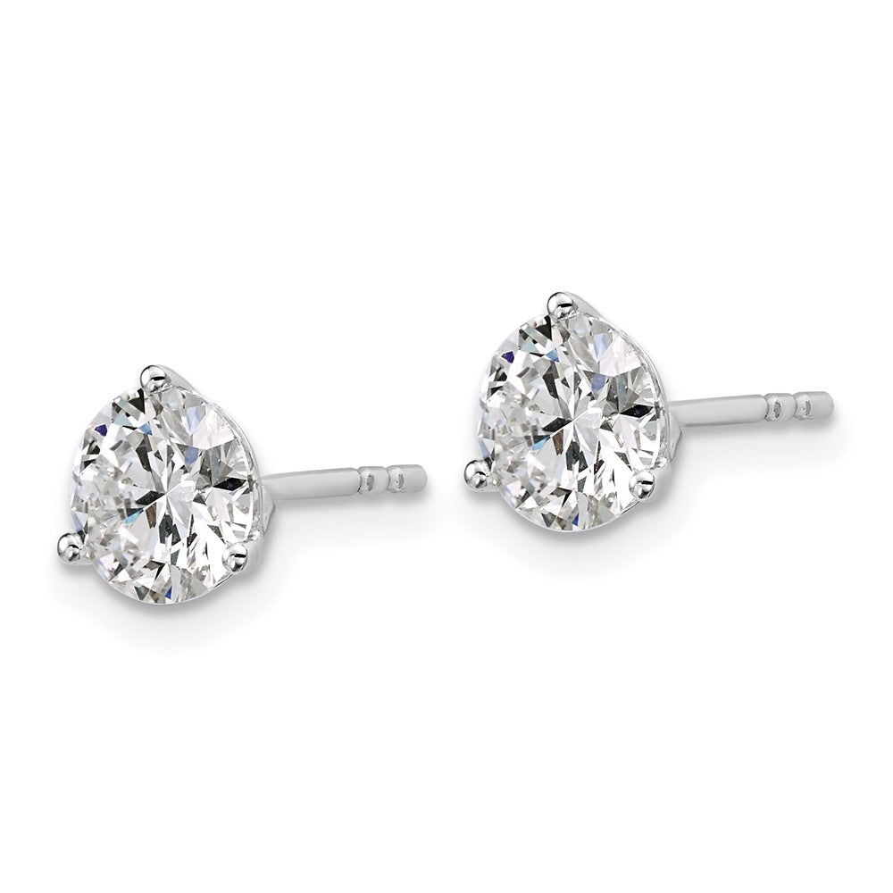 14k White Gold 2 1/2 carat Lab Grown Diamond VS/SI+ G+ Round Complete Three Prong Stud Earrings
