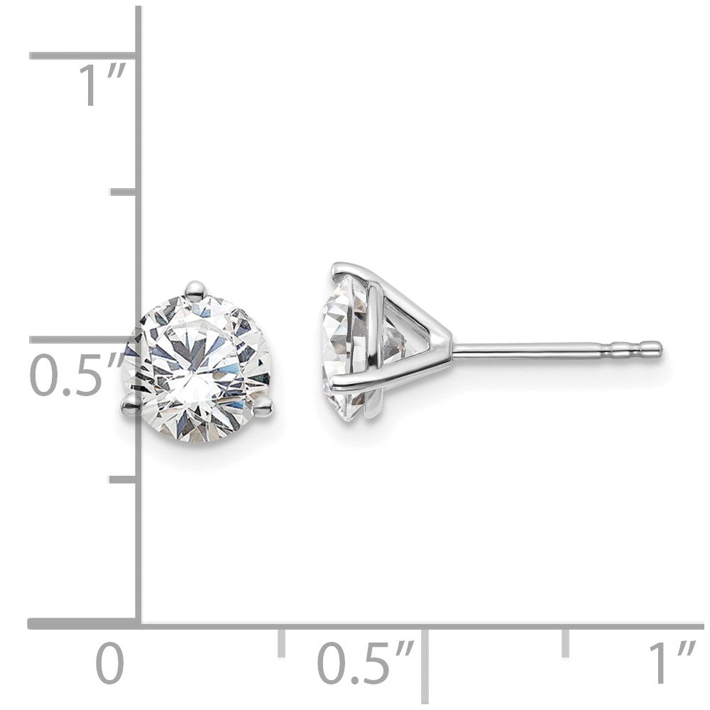 14k White Gold 2 1/2 carat Lab Grown Diamond VS/SI+ G+ Round Complete Three Prong Stud Earrings