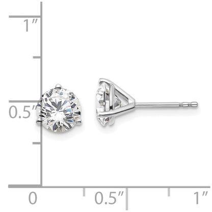 14k White Gold 2 carat Certified Lab Grown Diamond VS/SI+ G+ Round Complete Three Prong Stud Earrings