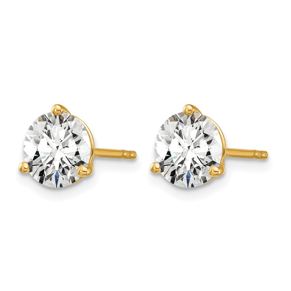 14k 2 1/2 carat Lab Grown Diamond VS+ F+ Round Complete Three Prong Stud Earrings