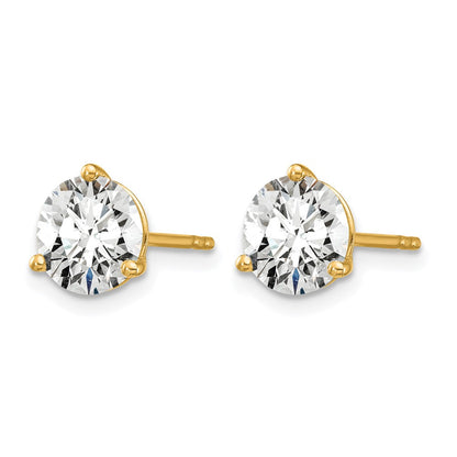 14k 2 1/2 carat Lab Grown Diamond VS+ F+ Round Complete Three Prong Stud Earrings