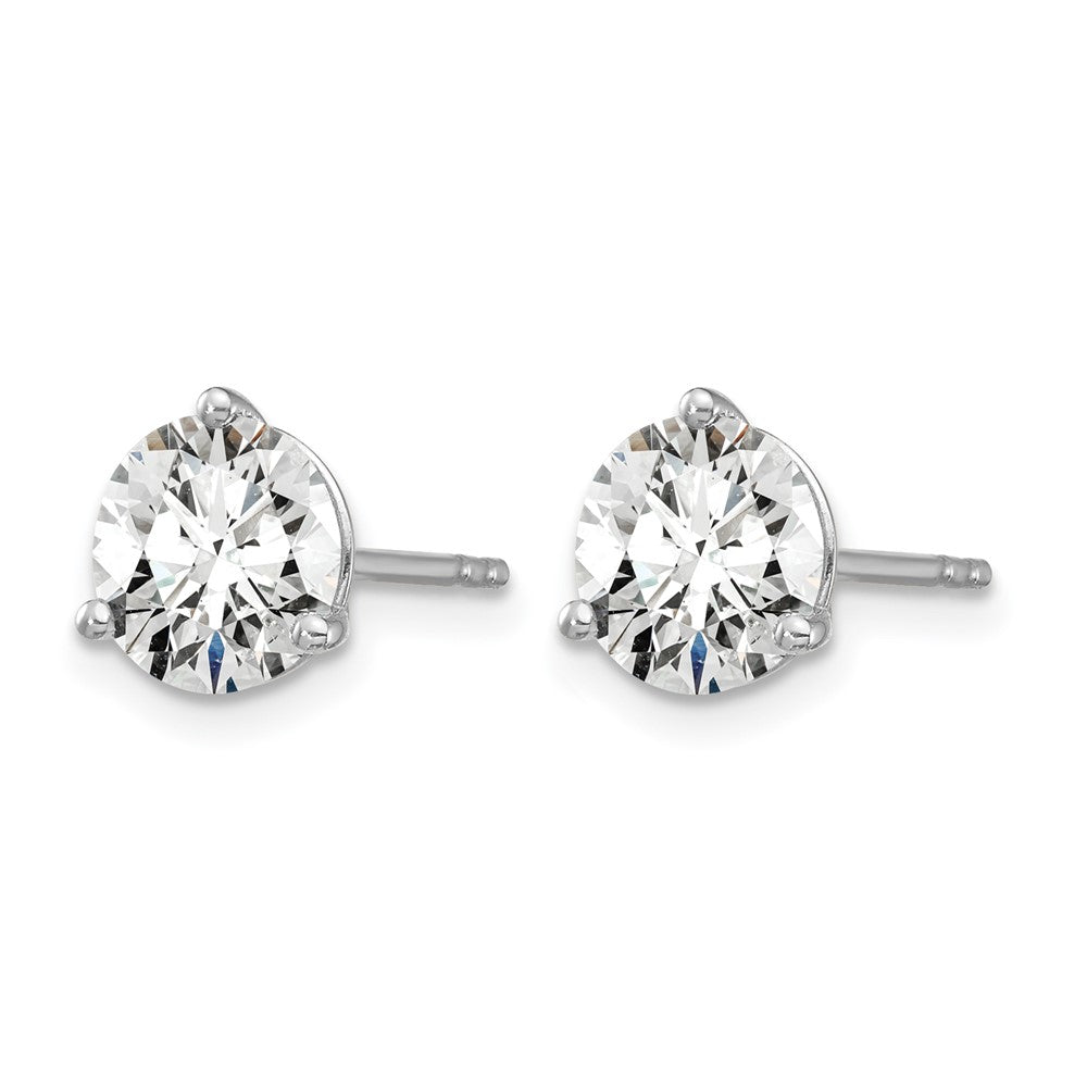 14k White Gold 3 carat Lab Grown Diamond VS/SI+ G+ Round Complete Three Prong Stud Earrings