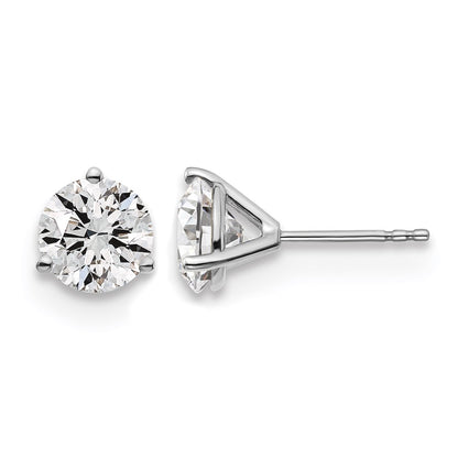14k White Gold 3 carat Certified Lab Grown Diamond VS+ F+ Round Complete Three Prong Stud Earrings