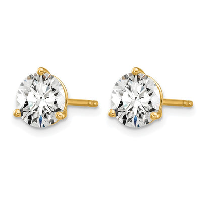 14k 3 carat Certified Lab Grown Diamond VS+ F+ Round Complete Three Prong Stud Earrings