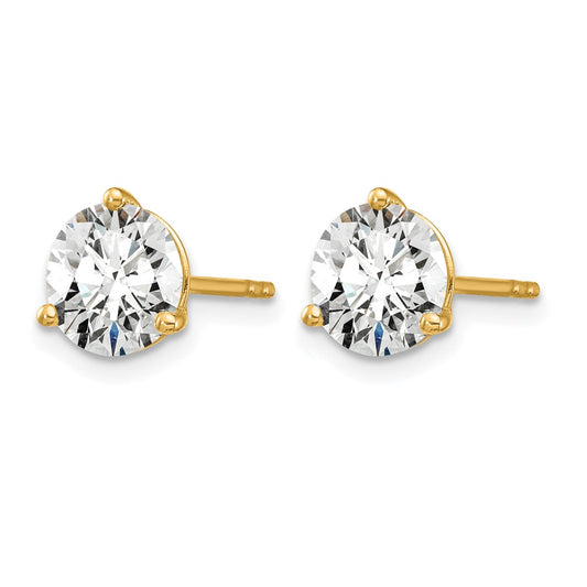14k 3 carat Certified Lab Grown Diamond VS+ F+ Round Complete Three Prong Stud Earrings