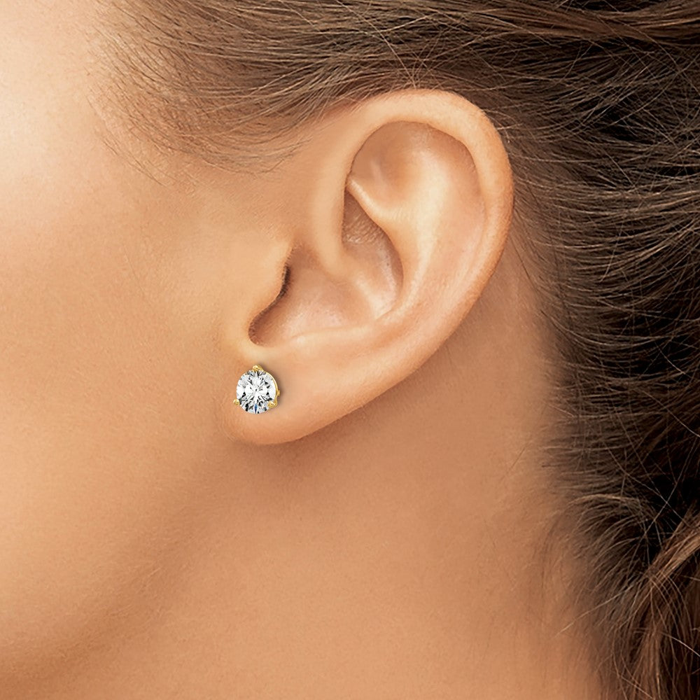 14k 3 carat Lab Grown Diamond VS+ F+ Round Complete Three Prong Stud Earrings