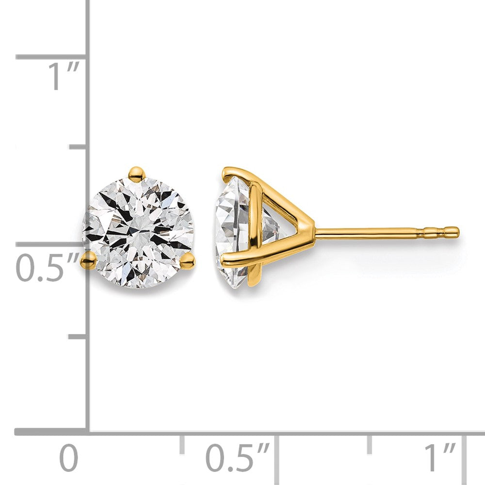 14k 3 carat Lab Grown Diamond VS+ F+ Round Complete Three Prong Stud Earrings