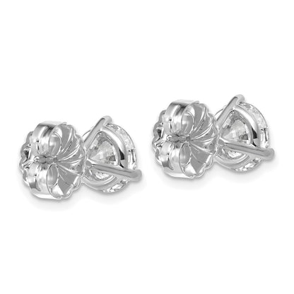 14k White Gold 4 carat Lab Grown Diamond VS+ F+ Round Complete Three Prong Stud Earrings