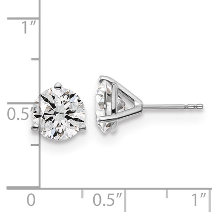 14k White Gold 4 carat Certified Lab Grown Diamond VS/SI+ G+ Round Complete Three Prong Stud Earrings