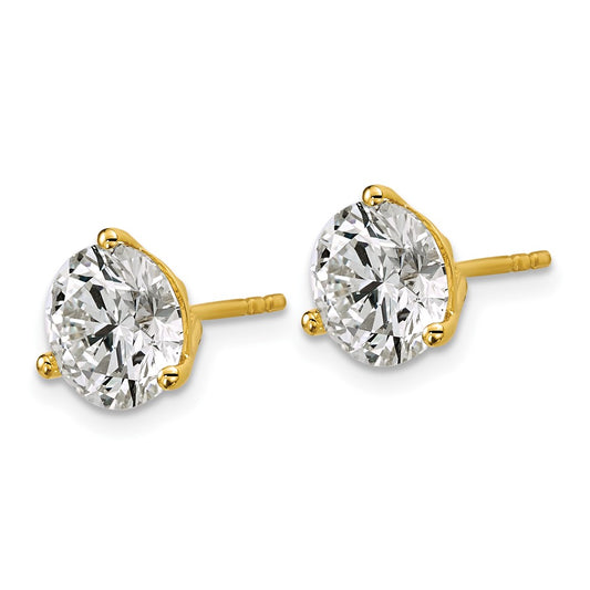 14k 4 carat Lab Grown Diamond VS+ F+ Round Complete Three Prong Stud Earrings
