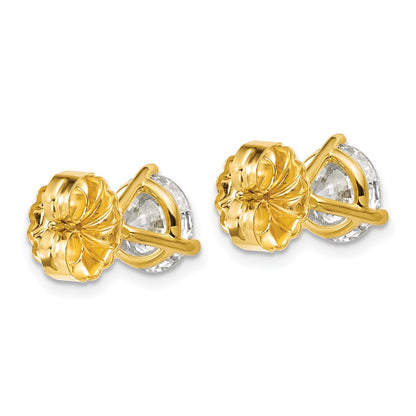 14k 4 carat Lab Grown Diamond VS+ F+ Round Complete Three Prong Stud Earrings