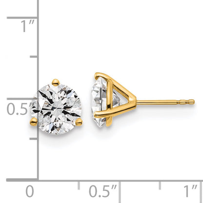 14k 4 carat Lab Grown Diamond VS+ F+ Round Complete Three Prong Stud Earrings
