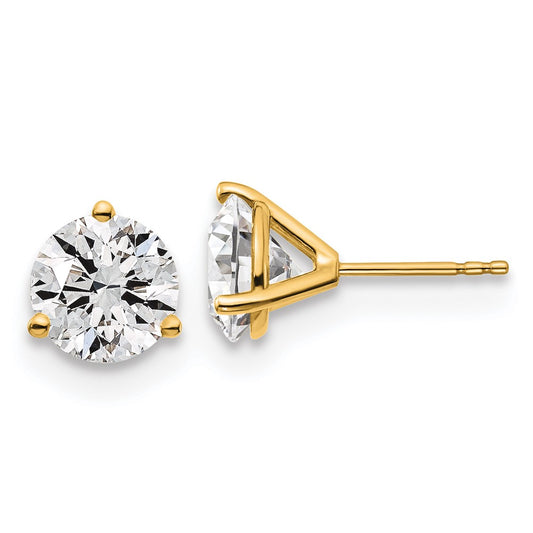 14k 4 carat Lab Grown Diamond VS/SI+ G+ Round Complete Three Prong Stud Earrings