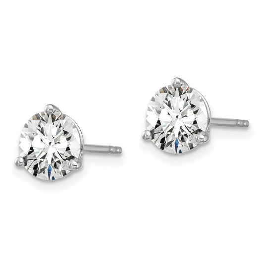 14k White Gold 5 carat Certified Lab Grown Diamond VS+ F+ Round Complete Three Prong Stud Earrings