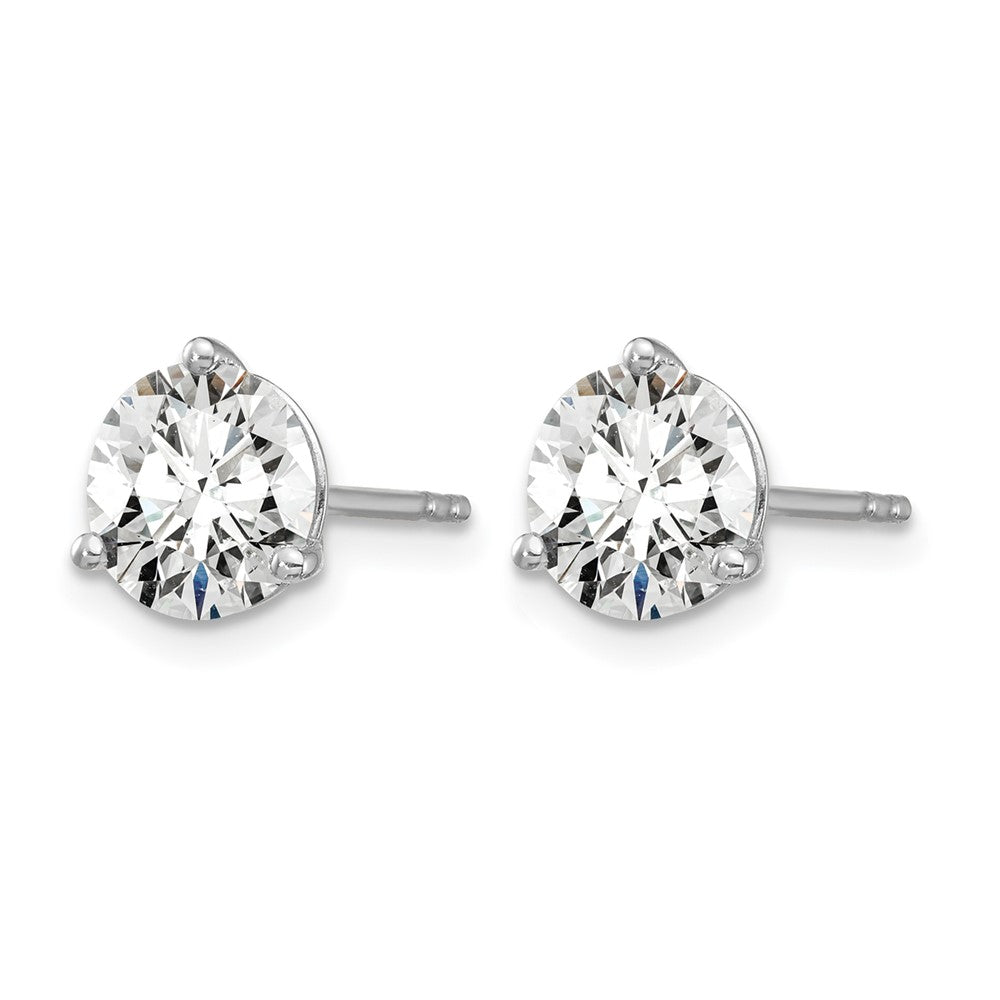 14k White Gold 5 carat Lab Grown Diamond VS+ F+ Round Complete Three Prong Stud Earrings