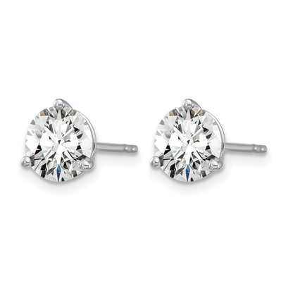 14k White Gold 5 carat Lab Grown Diamond VS+ F+ Round Complete Three Prong Stud Earrings