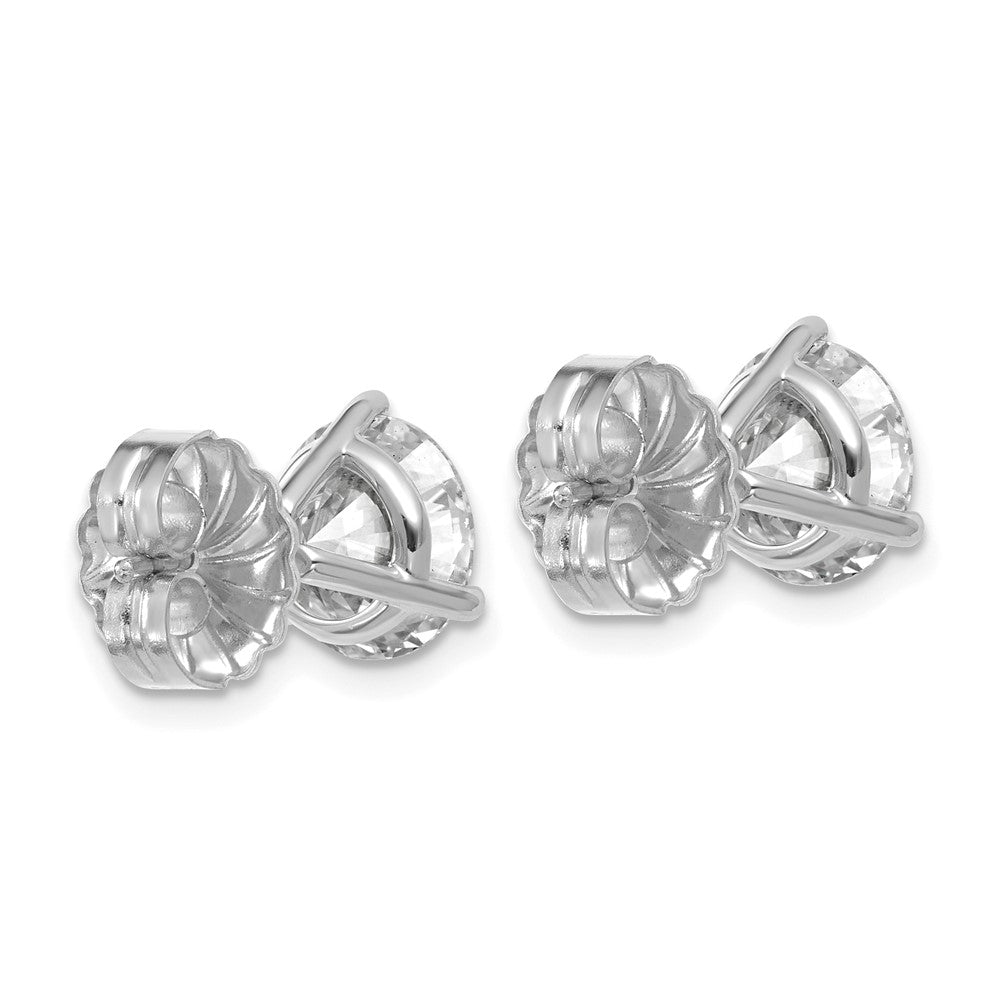 14k White Gold 5 carat Lab Grown Diamond VS+ F+ Round Complete Three Prong Stud Earrings