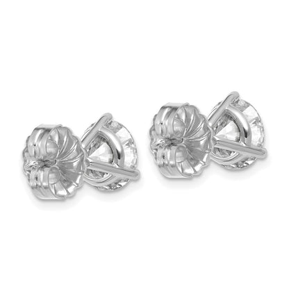 14k White Gold 5 carat Lab Grown Diamond VS+ F+ Round Complete Three Prong Stud Earrings