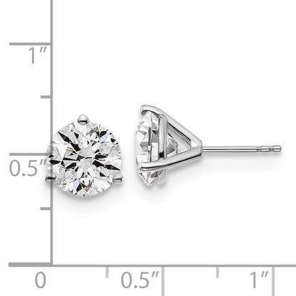 14k White Gold 5 carat Lab Grown Diamond VS/SI+ G+ Round Complete Three Prong Stud Earrings