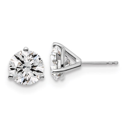 14k White Gold 5 carat Certified Lab Grown Diamond VS+ F+ Round Complete Three Prong Stud Earrings