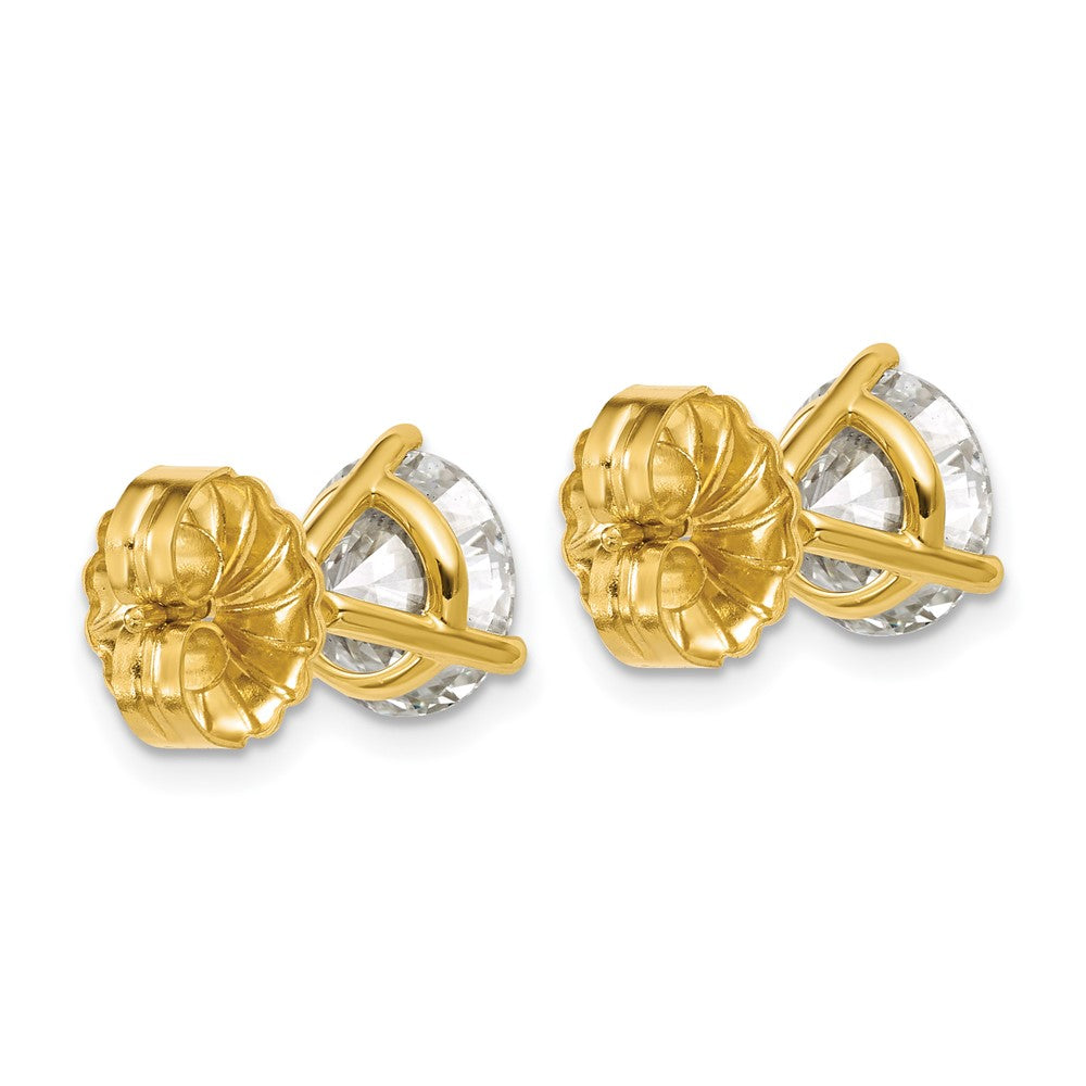 14k 5 carat Lab Grown Diamond VS+ F+ Round Complete Three Prong Stud Earrings