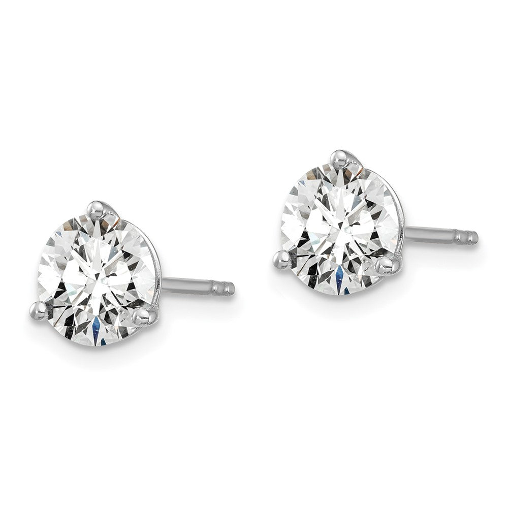 14k White Gold 6 carat Lab Grown Diamond VS/SI+ G+ Round Complete Three Prong Stud Earrings
