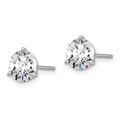 14k White Gold 6 carat Certified Lab Grown Diamond VS/SI+ G+ Round Complete Three Prong Stud Earrings