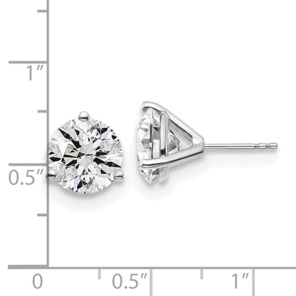 14k White Gold 6 carat Certified Lab Grown Diamond VS/SI+ G+ Round Complete Three Prong Stud Earrings