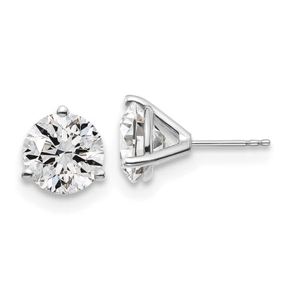 14k White Gold 6 carat Certified Lab Grown Diamond VS/SI+ G+ Round Complete Three Prong Stud Earrings