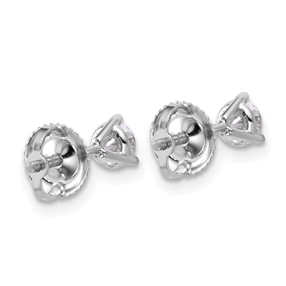 14k White Gold 1/2 carat Certified Lab Grown Diamond VS/SI+ G+ Round Complete Three Prong Screwback Stud Earrings