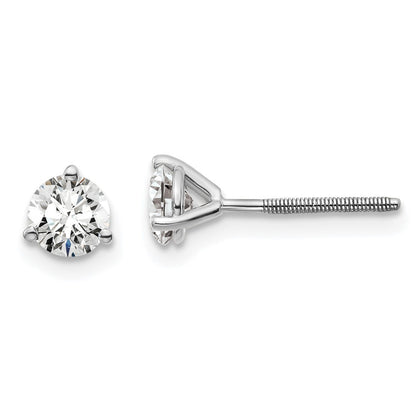 14k White Gold 5/8 carat Certified Lab Grown Diamond VS+ F+ Round Complete Three Prong Screwback Stud Earrings