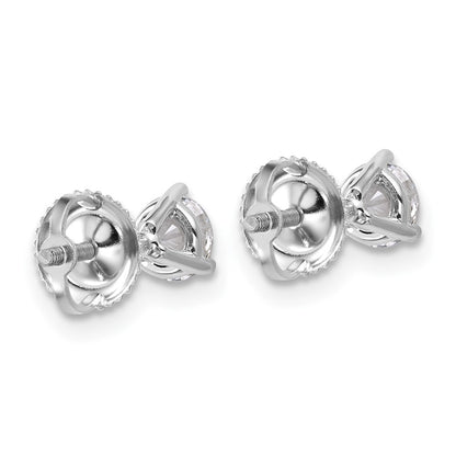 14k White Gold 3/4 carat Certified Lab Grown Diamond VS/SI+ G+ Round Complete Three Prong Screwback Stud Earrings