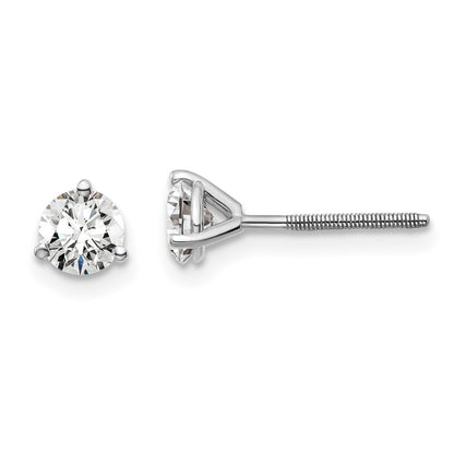 14k White Gold 3/4 carat Certified Lab Grown Diamond VS/SI+ G+ Round Complete Three Prong Screwback Stud Earrings