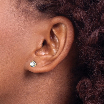 14k 3/4 carat Lab Grown Diamond VS/SI+ G+ Round Complete Three Prong Screwback Stud Earrings