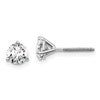 14k White Gold 1 carat Certified Lab Grown Diamond VS+ F+ Round Complete Three Prong Screwback Stud Earrings