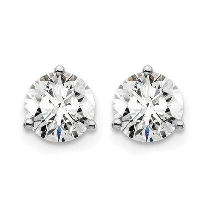 14k 1 1/2 carat Certified Lab Grown Diamond VS/SI+ G+ Round Complete Three Prong Stud Earrings