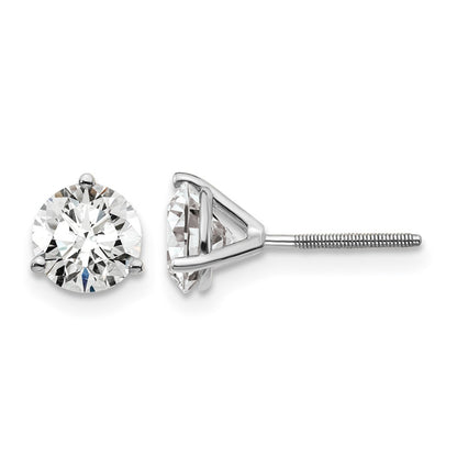 14k 1 1/2 carat Certified Lab Grown Diamond VS/SI+ G+ Round Complete Three Prong Stud Earrings