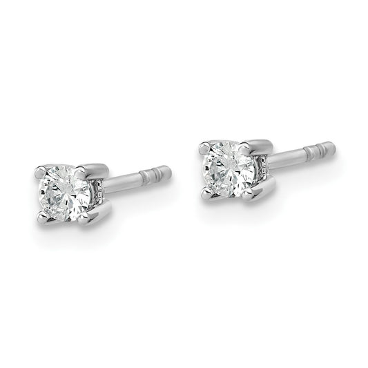 True Origin 14K White Gold 1/5 carat Lab Grown Diamond VS+ F+ Round Four Prong Heavy Weight Complete Stud Earrings